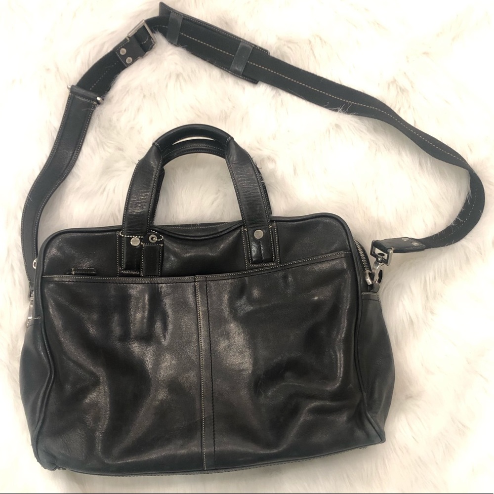 Elegant Black Leather Laptop Bag